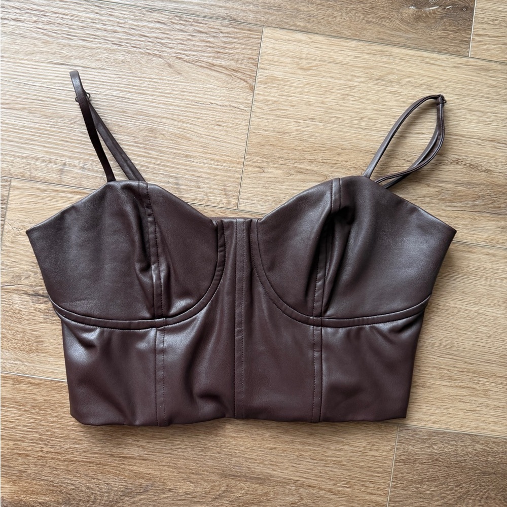 Express faux leather crop top